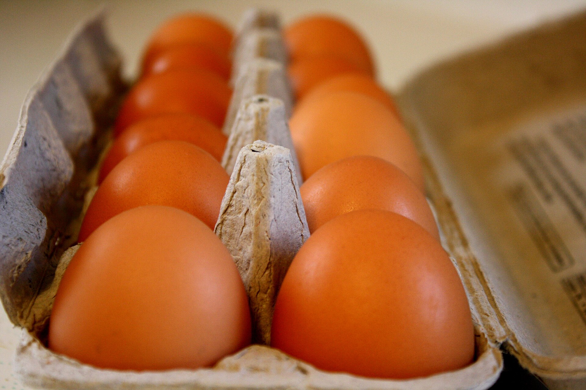 Fresh farm eggs in a basket — your photo here.